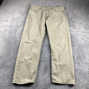 THRASHED Levis 508 Regular‎ Fit Straight Leg Jeans Mens 34x25 Beige Low Rise